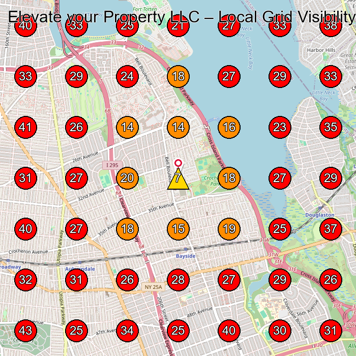 Elevate your Property LLC GeoGrid visibility map for Construction Company in Douglaston
